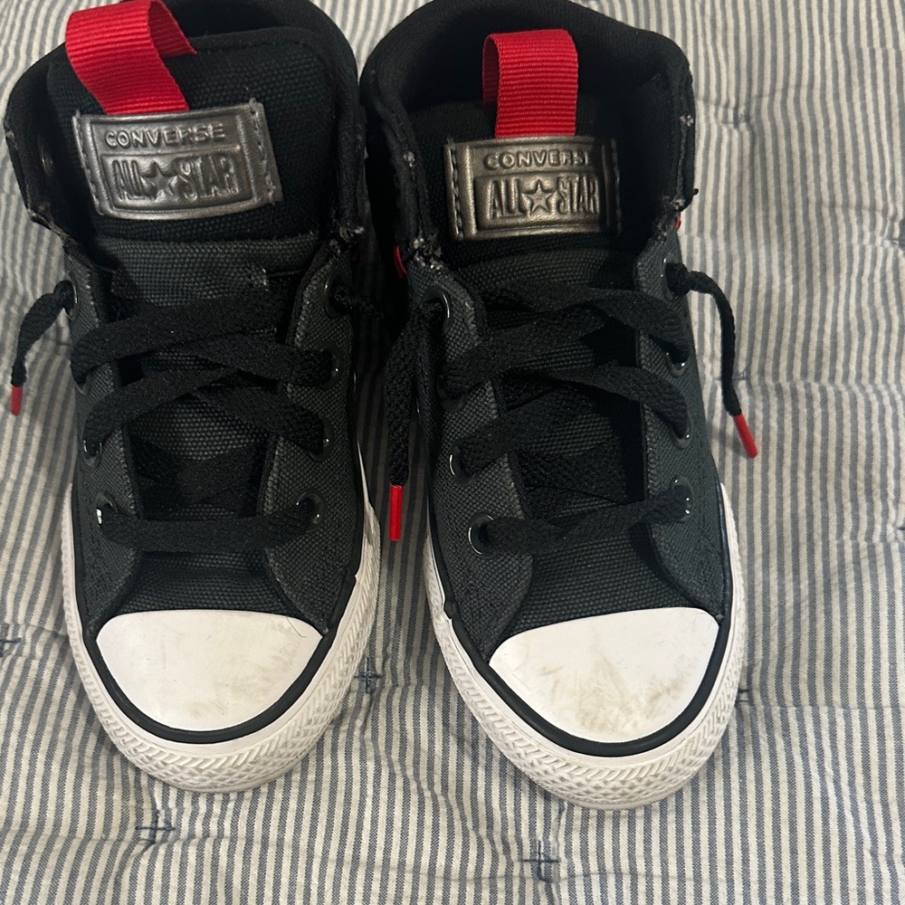 Converse Kids Black and Red High-Top Sneakers